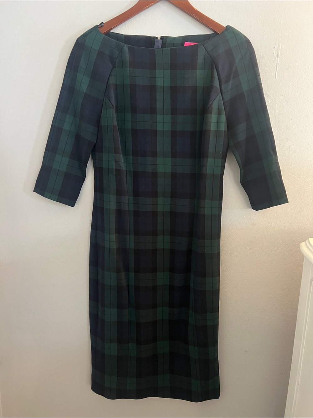 CATHERINE MALANDRINO green plaid midi dress